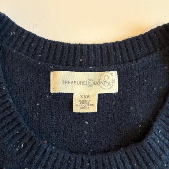 Treasure & Bond (Nordstrom brand) Crop Cable Knit Cotton Blend Navy Sweater Tank - Picture 4 of 6